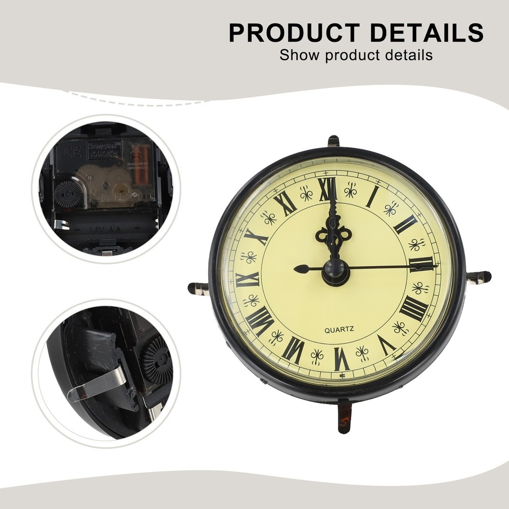 Retro Yellow Face 80MM Quartz Clock Insert with Roman Numerals for DIY