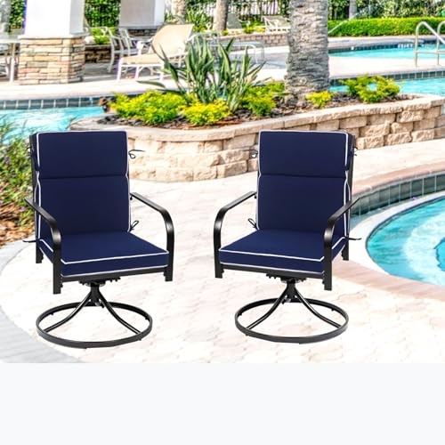 Outdoor Patio Chair Cushions Set of 2, Water Resistant Adirondack Navy Blue