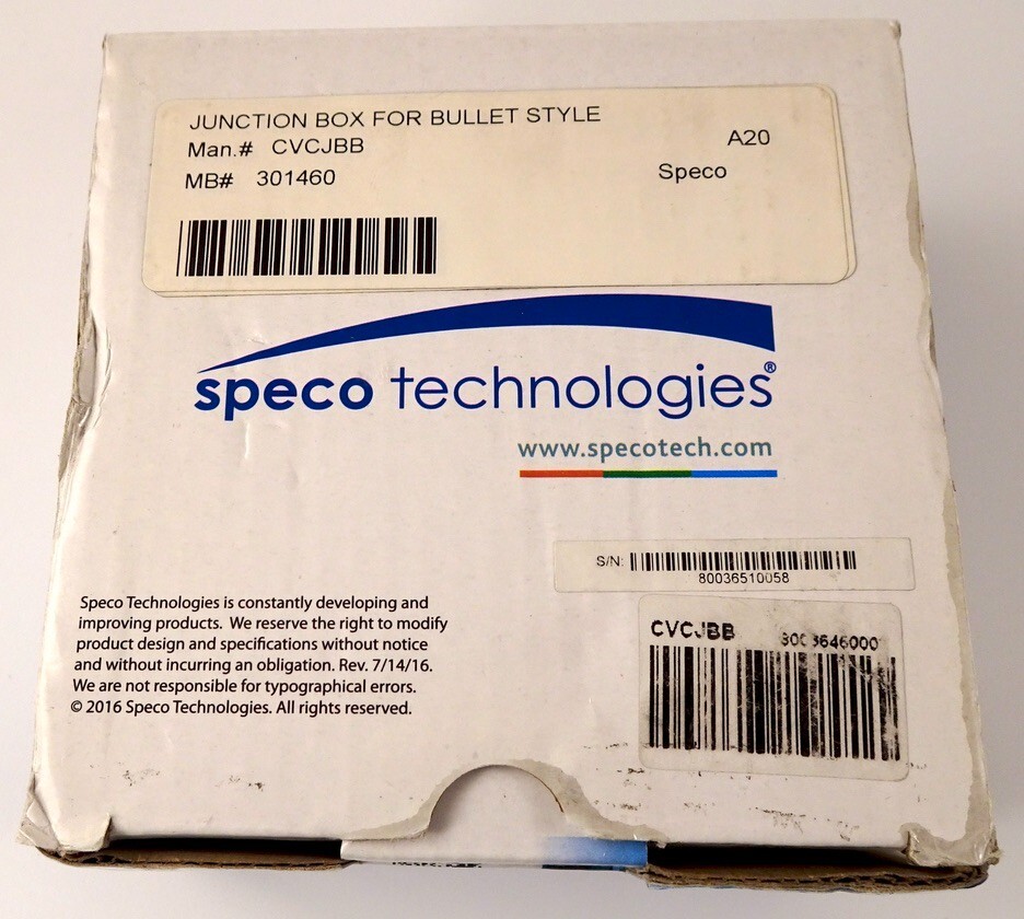 Speco Technologies CVCJBB Dark Grey Bullet Junction Box, NEW IN BOX