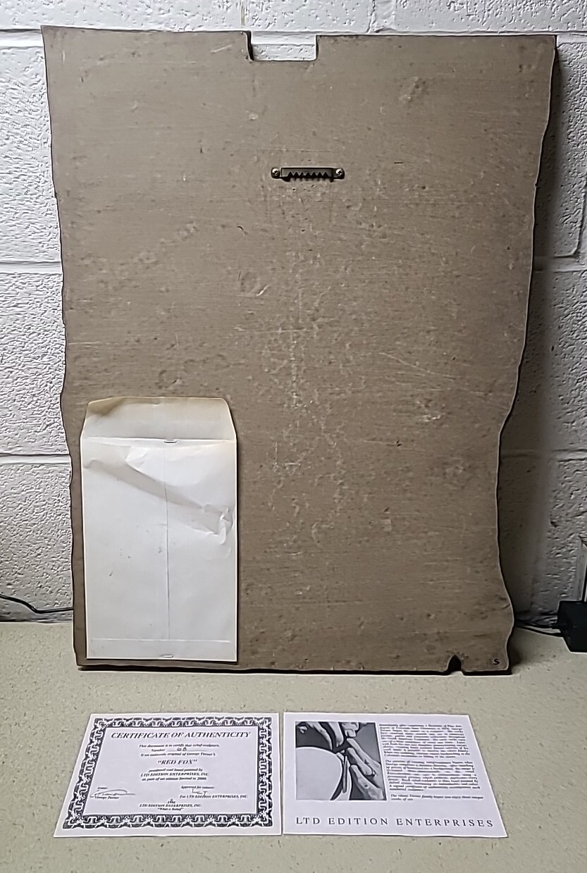 GEORGE TURNER 1996 LIMITED EDITION HAND PAINTED RELIEF SCULPTURE "RED FOX" ART