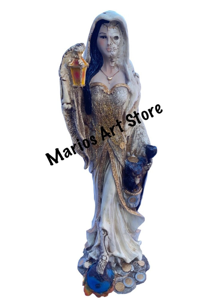 Encarnada Santa Muerte statue 22" White