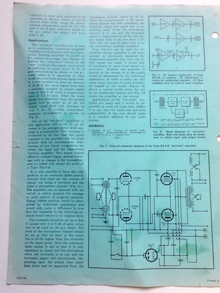 Original 1950s GE " Uni-Level " Amplifier Specs Pamplet Brochure General Elect