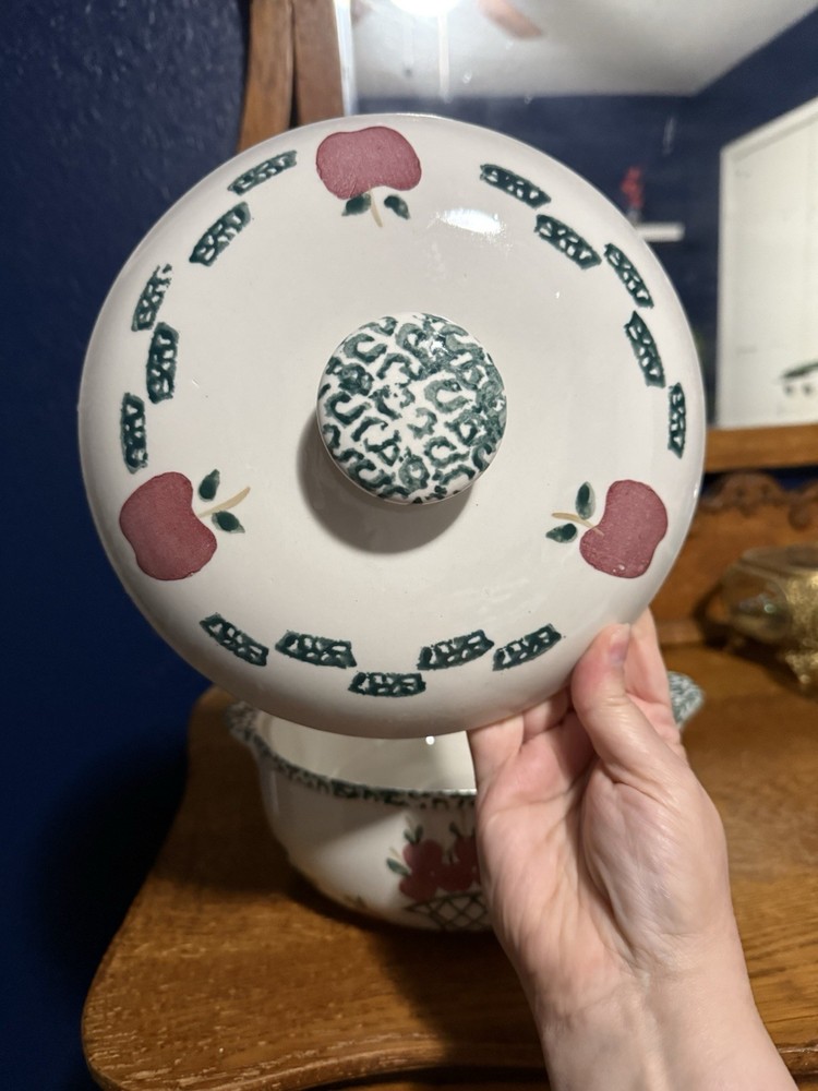 Stoneware Serving Bowl with Lid, Apple Design