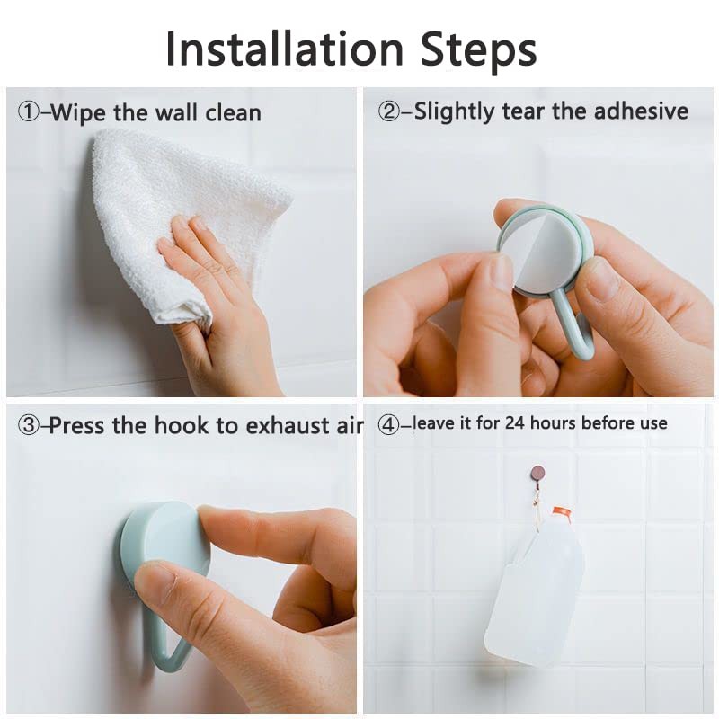 6 PCS Light Blue Adhesive Hooks Cute Utility Key Hooks for Wall Decorative
