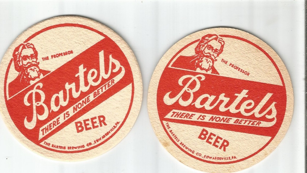 Lot of 5  Bartel's Beer coasters "There is none better..The  Professor 2 sided