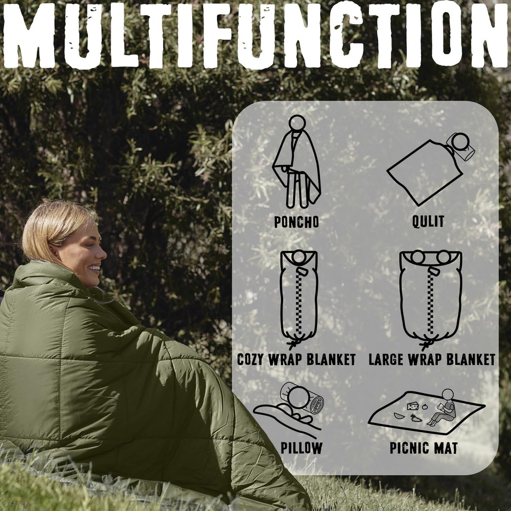 3M Thinsulate Puffy Camping Blanket - Warm, Waterproof & Versatile Queen Size