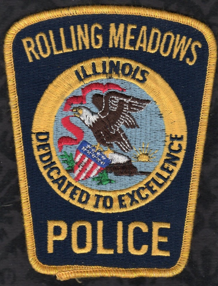 Rolling Meadows Illinois Police Shoulder Patch  Black Back VAR.