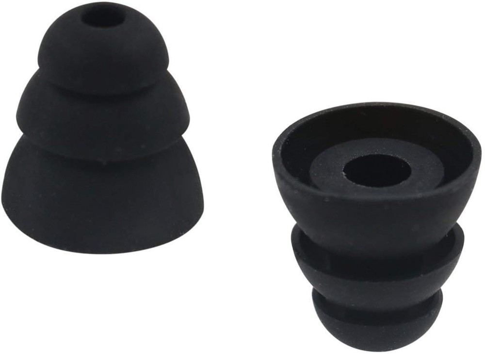 Earbuds Tips 12 Pairs Replacement Triple Flange Conical EarTips 3 Size, Black
