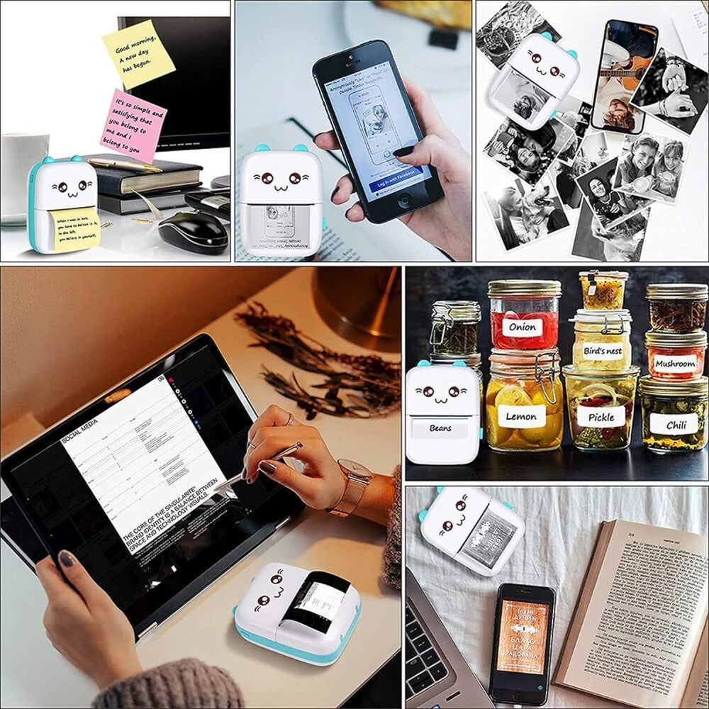 Bluetooth Mini Pocket Thermal Printer Photo Label Sticker Maker for Study Notes
