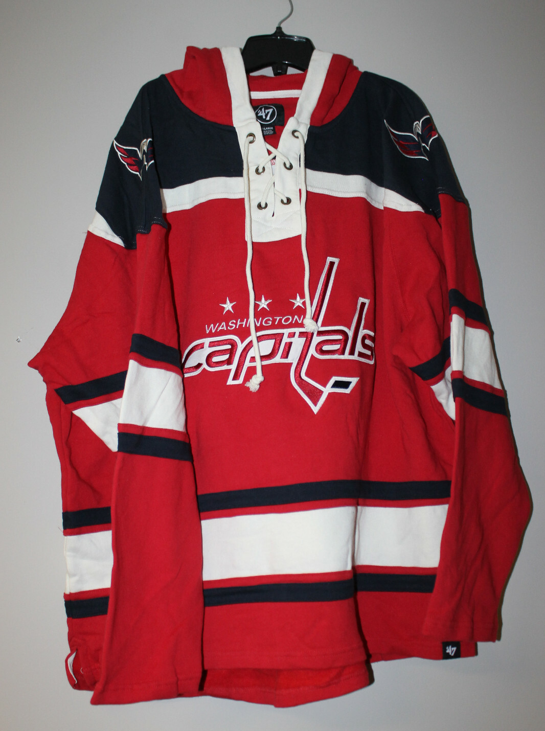 New NHL Washington Capitals Lacer jersey style mid weight cotton hoodie men XXL