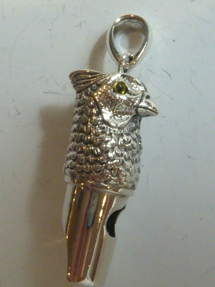 SOLID SILVER NOVELTY BIRD  WHISTLE