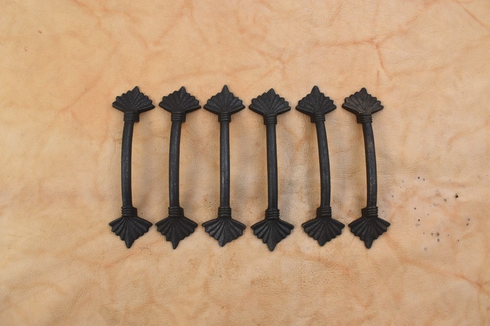 Vintage style door gate handle cast iron Kitchen Cabinet Drawer pull 6 pcs