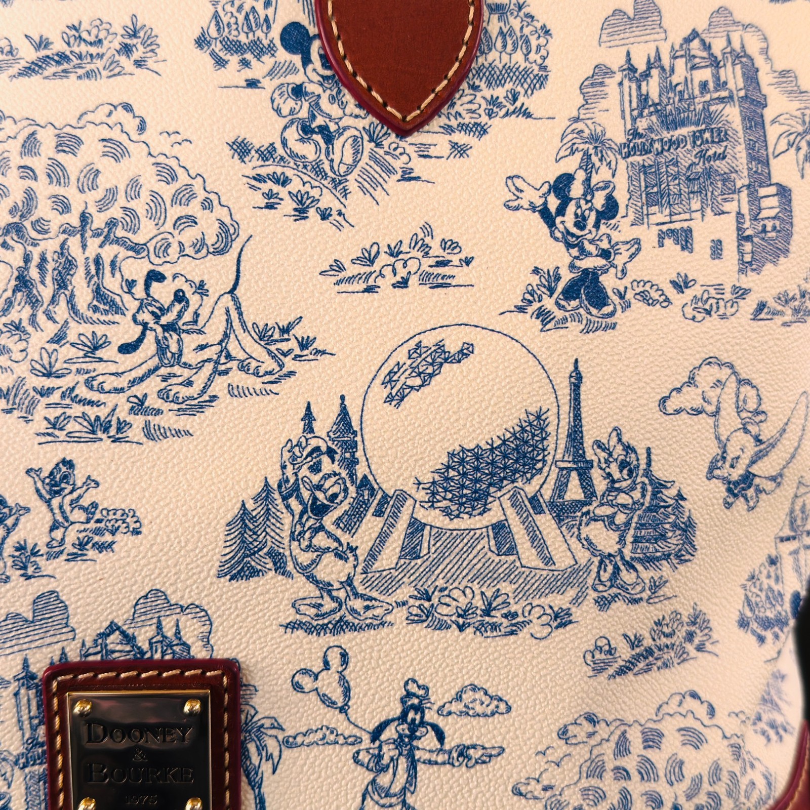 Disney World X Dooney & Bourke Blue White Toile Satchel **XBODY STRAP MISSING**