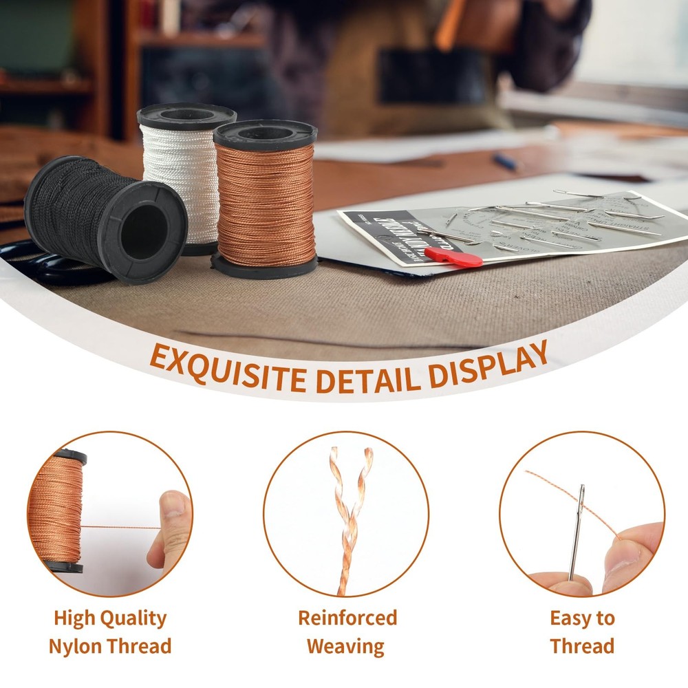 Heavy Duty Nylon Upholstery Sewing Kit Includes 3 Rolls Thread 73.5yd Each