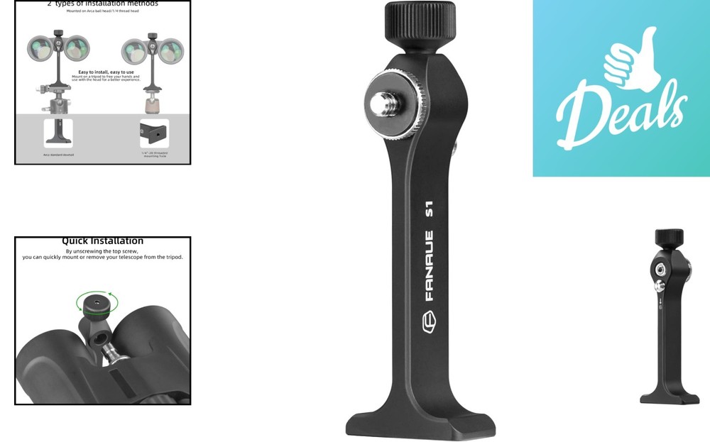Durable Waterproof Binocular Mount with Quick-Release Feature, 1/4 Inch Thread