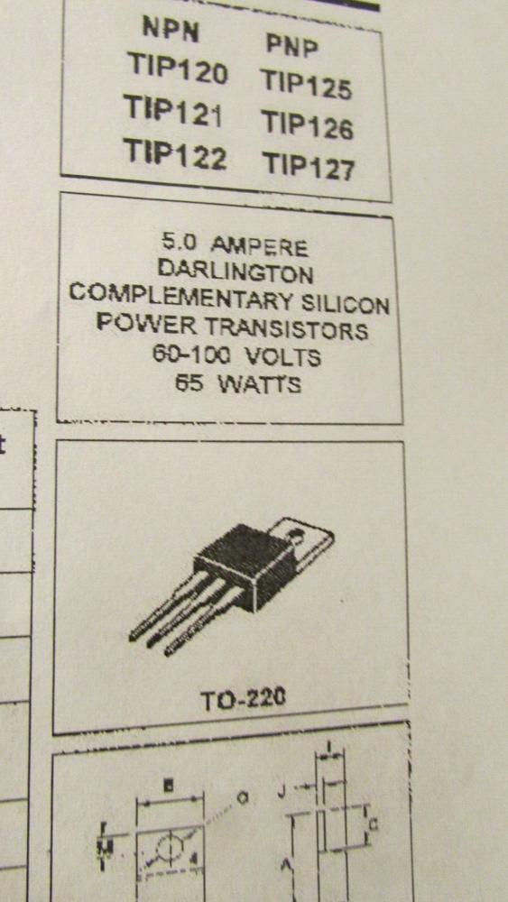 TEXAS INSTRUMENTS, TIP 122 POWER BIPOLAR TRANSISTOR, FREE SHIPPING