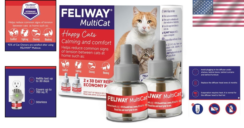 48ml x 2 Multicat Diffuser Refills - Create Peaceful Cat Environments