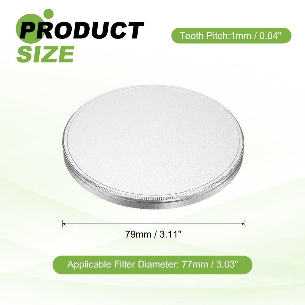 77mm Metal Lens Cap Universal Lens Filter Stack Cap Slim Stack Silver