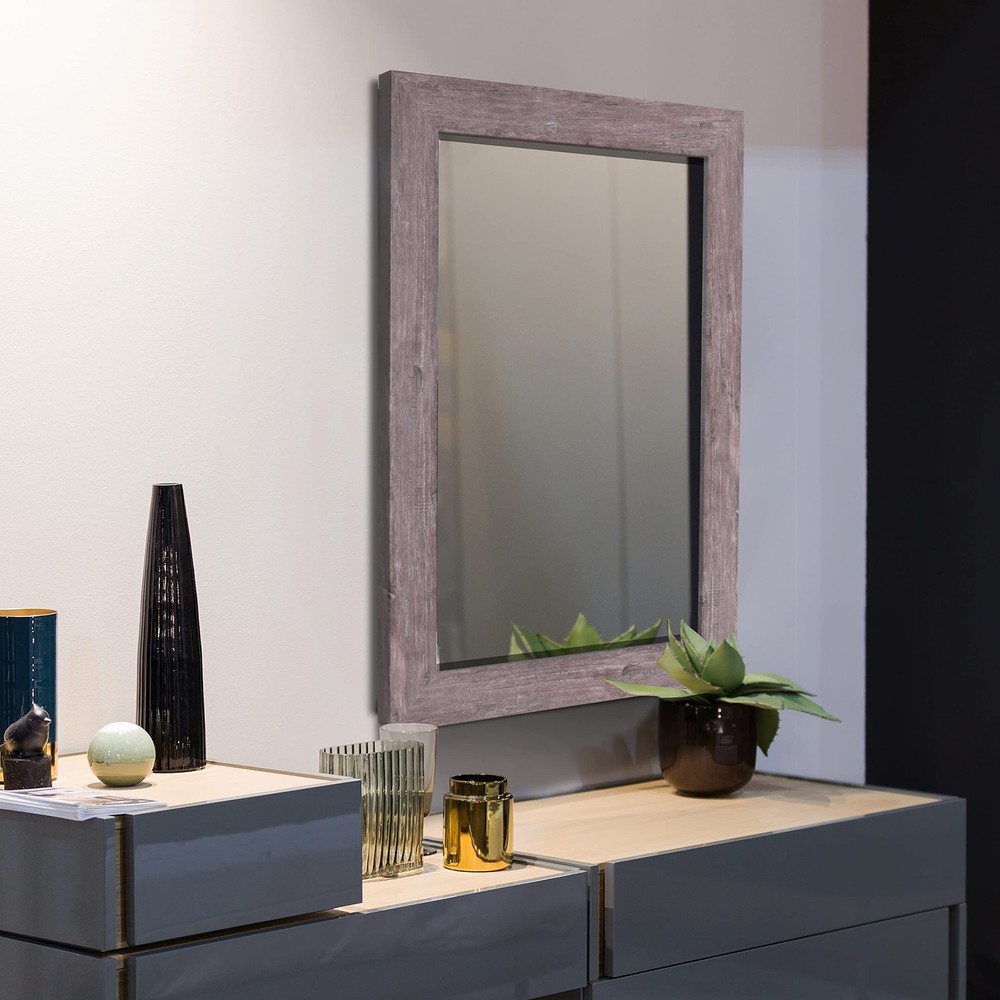 Rectangular Mirror with Frame Rustic 20x28‘’ Wall Mounted Rustic Vanity Mirro...