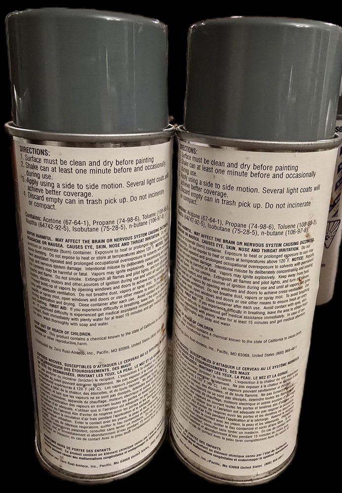 2 Cans Zero Rust - 61SP - Gray Rust Inhibitive Coating - 12oz Aerosol