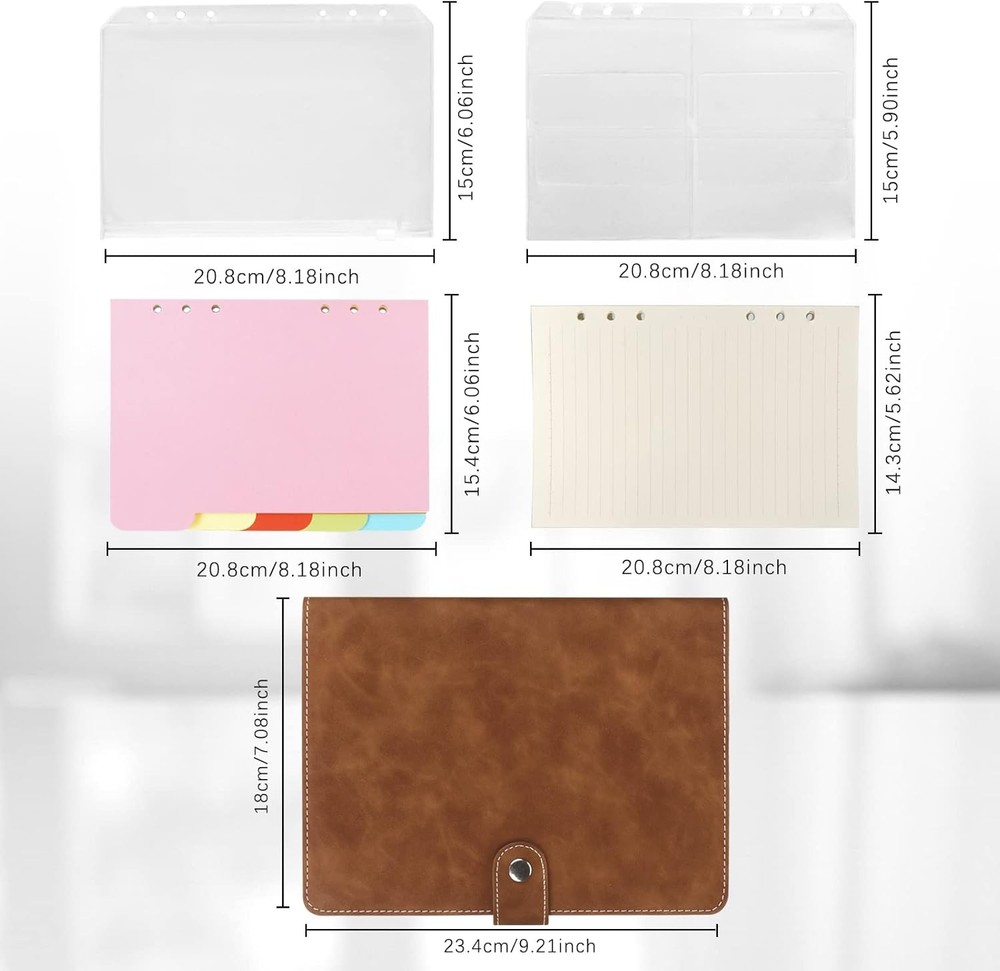 Binder Refillable Planner Notebook 6 Ring PU Leather Binder Journal A5 Brown