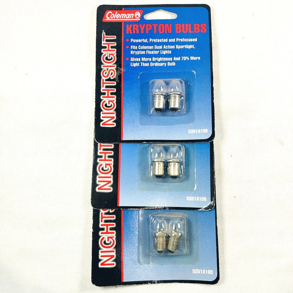 Three (3) New Coleman 5351A100 Krypton Flashlight Bulb 2 Pack