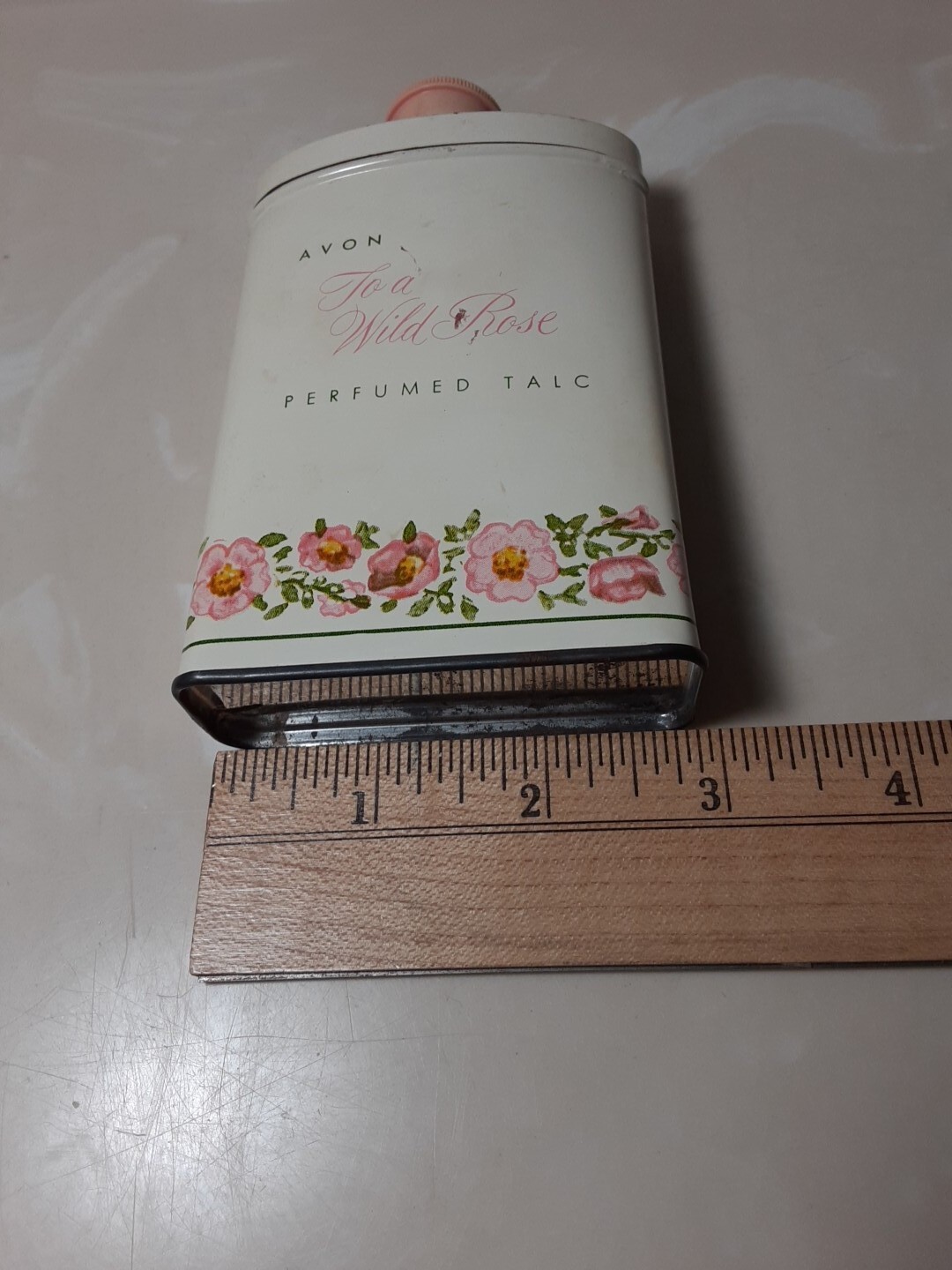 Vintage Avon TO A WILD ROSE Perfumed Talc Powder Tin w/partial contents
