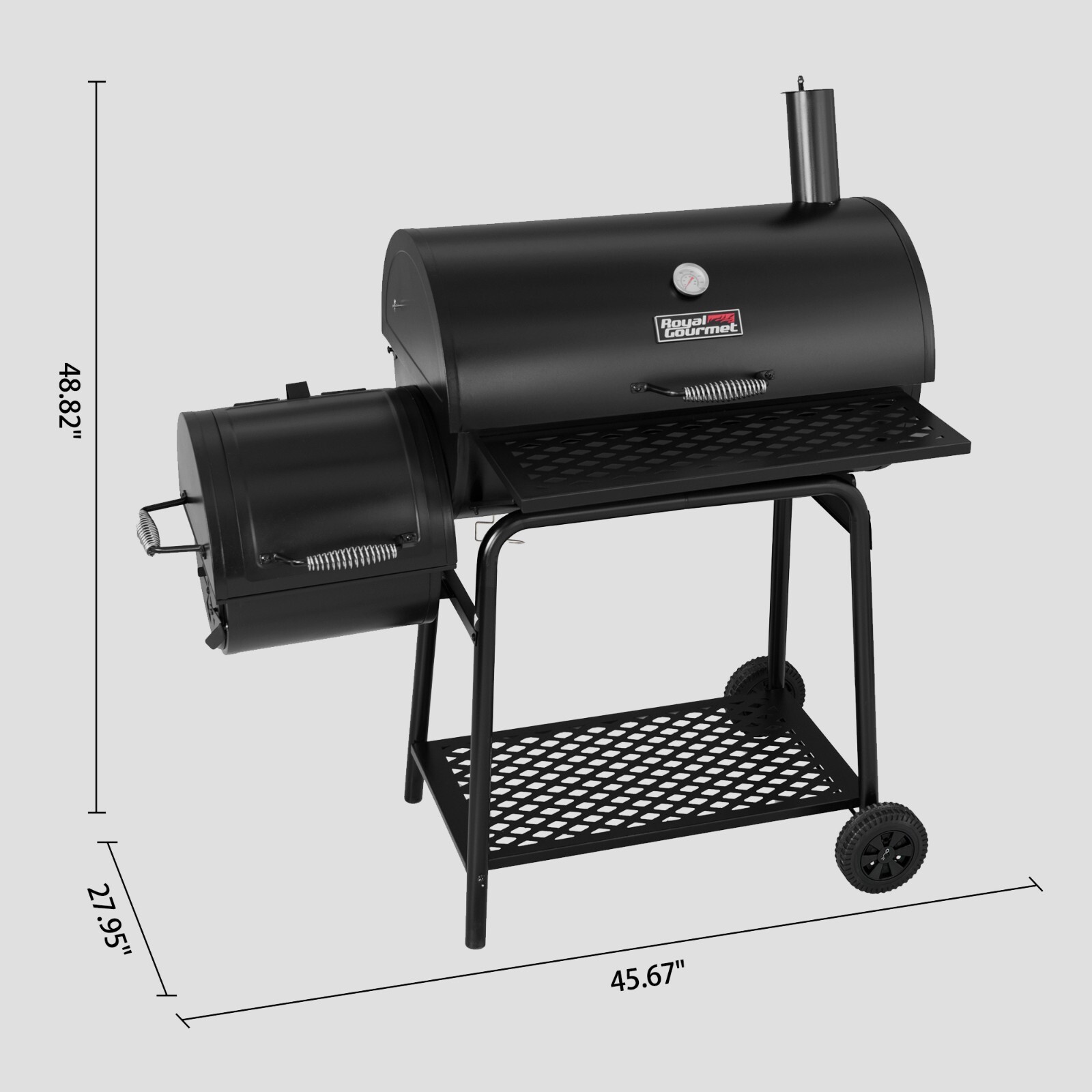 Royal Gourmet 811 Square Inches Barrel Charcoal Grill with Offset Smoker, Black