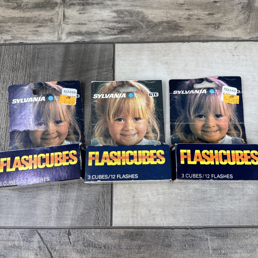 Vintage Sylvania Flash Cubes Blue Dot 3 Boxes 9 Cubes 36 Flashes
