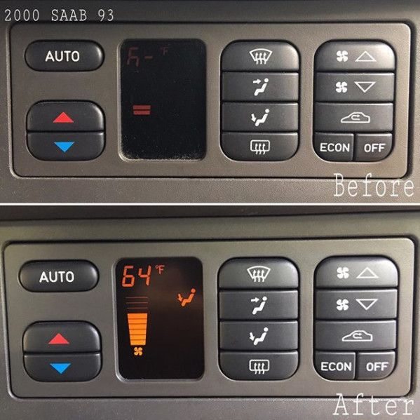 PIXEL REPAIR SERVICE for SAAB 93 ACC AUTOMATIC CLIMATE CONTROL LCD DISPLAY LIGHT
