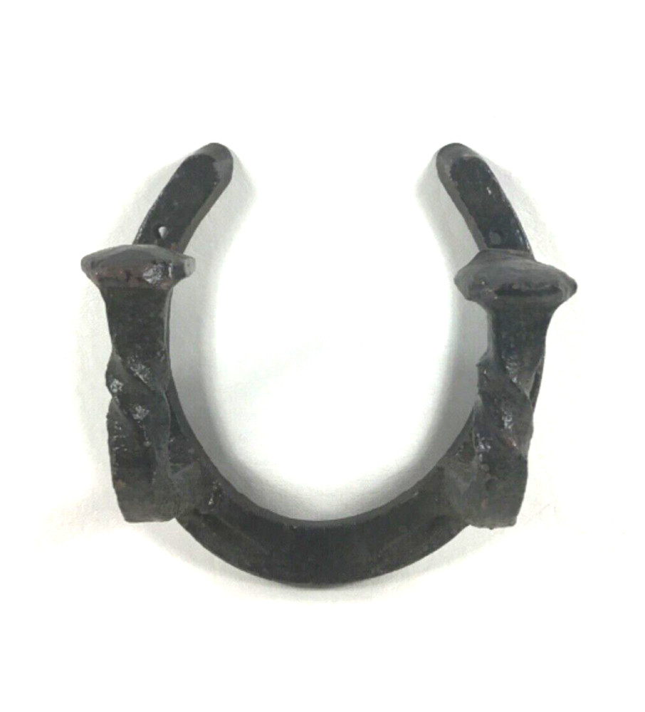 Horseshoe Railroad Spike Wall Hook Heavy Rustic Primitive Handmade