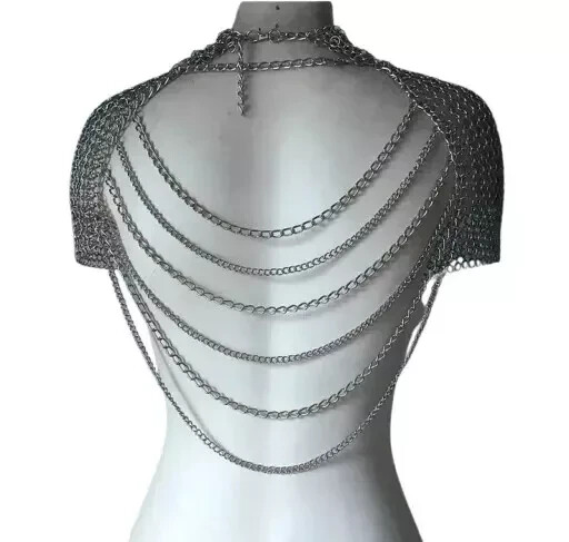 Medieval Chainmail Collar Shoulder Armor Adjustable Chainmail Chain Layered
