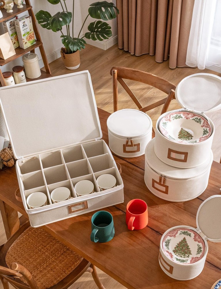 China Storage Containers, Hard Shell China Storage Boxes for Dishes, Plates a...