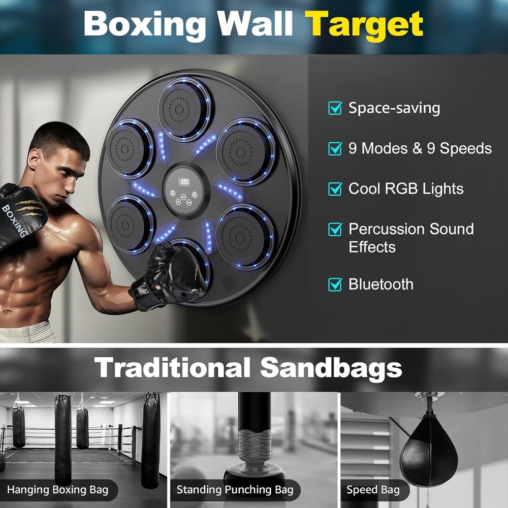 Professional Wall-Mounted Boxing Machine - Includes Gloves & Music Support
