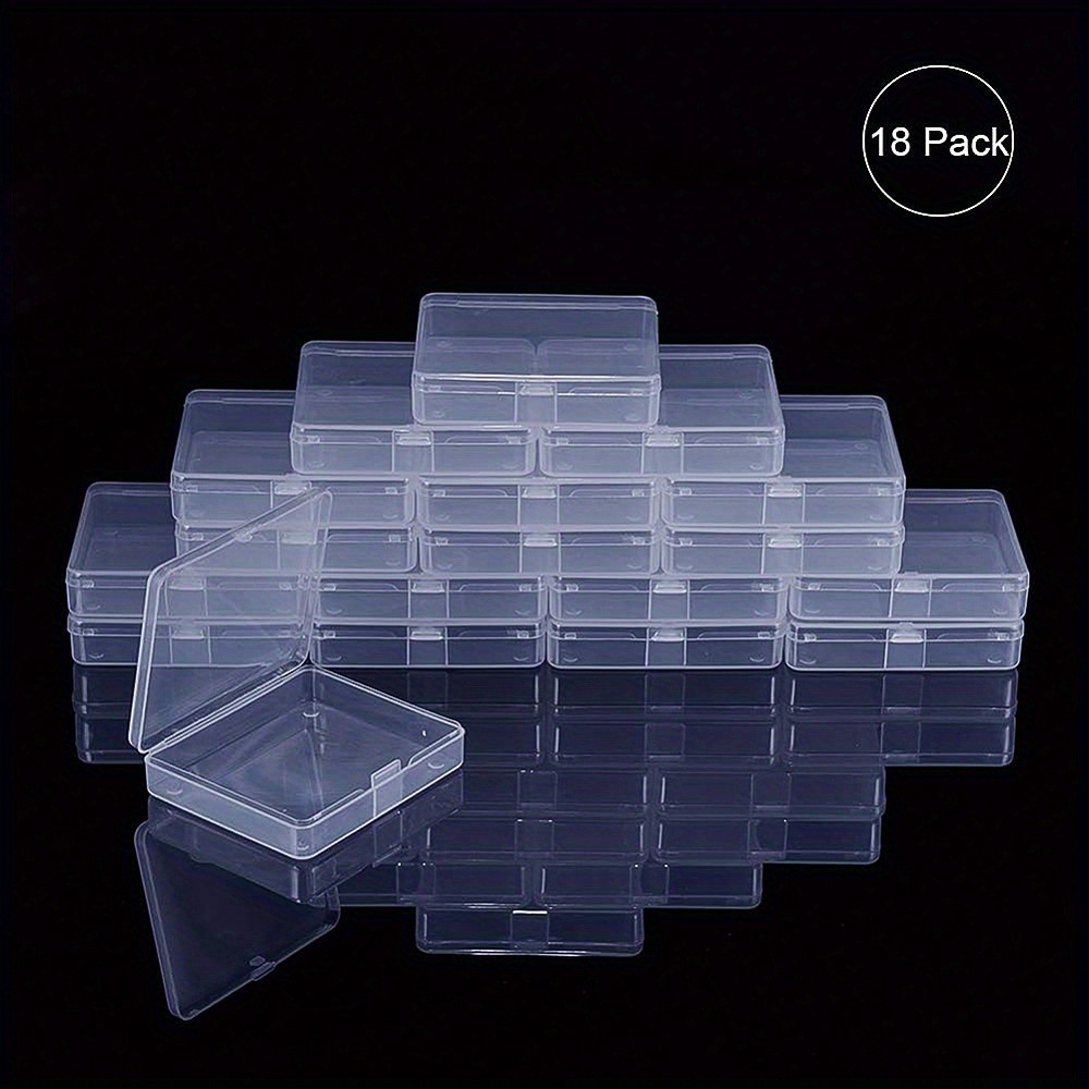 1set 18 pack Rectangle Clear Plastic Bead Storage Containers box Case