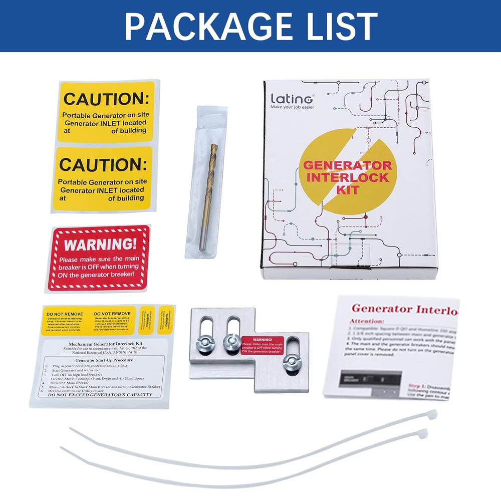 Generator Interlock for Thomas & Betts, Challenger, Westinghouse 150 or 200 Amp