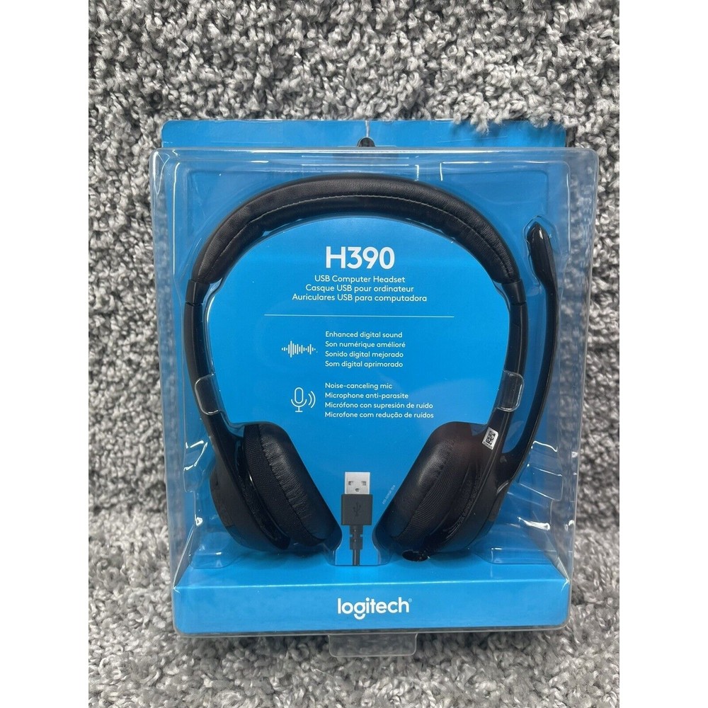 Logitech H390 Black Over the Ear Computer Headset USB New Open Box