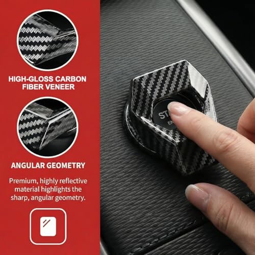 Car Push Start Button Cover, Vehicle Engine Start Stop Button Carbon Fibre