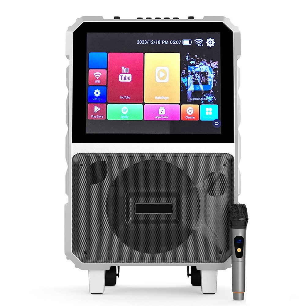 8" Karaoke Machine w/ Wireless Microphone Portable Bluetooth Speaker Woofer DJ