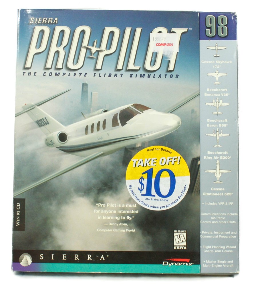 Sierra Pro Pilot Flight Simulator Windows CD PC Game 1997 With Box