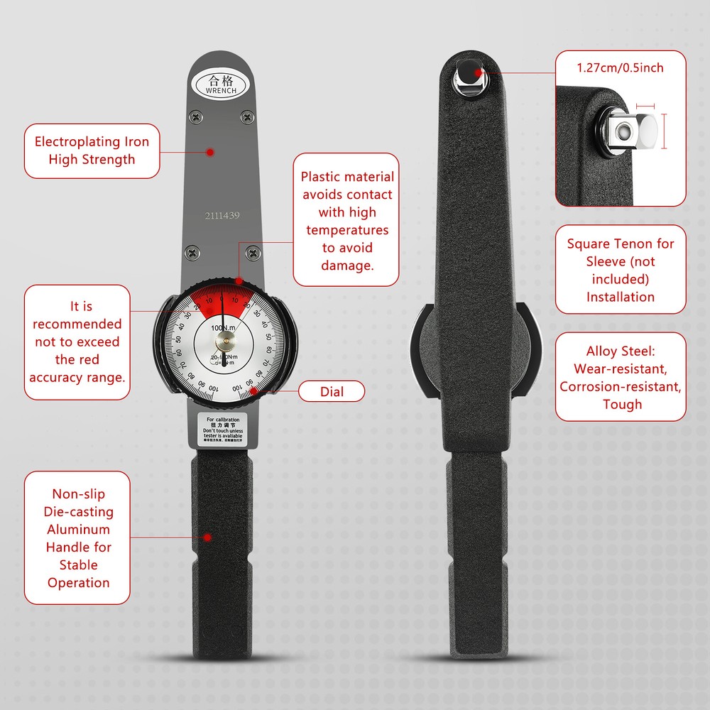 Dial Indicator Torque Wrench High Precision Indicating Torque meter Wrench100n.m