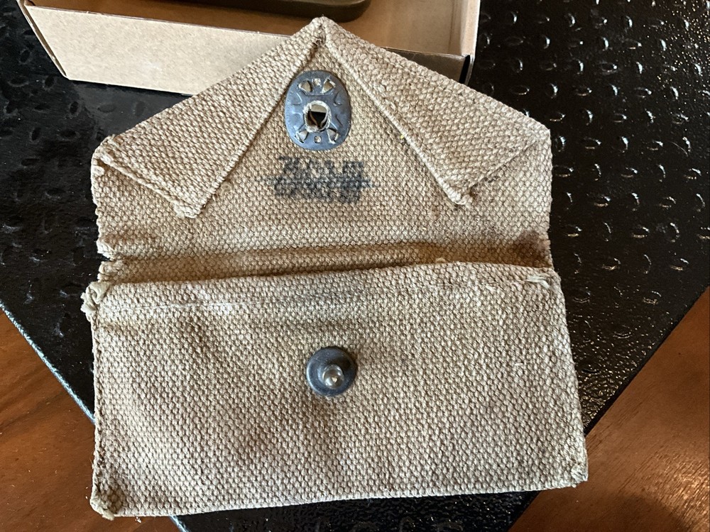 Carlisle WW2 Bandage Tin First Aid Pouch Dated 1942 With Unopened Bandage