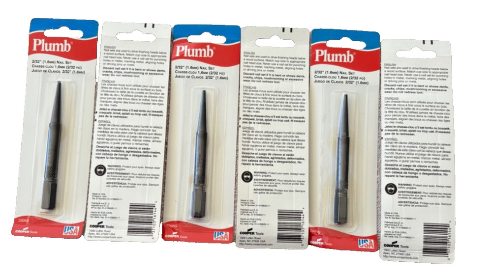 3 PIECES Plumb Nail Punch Set