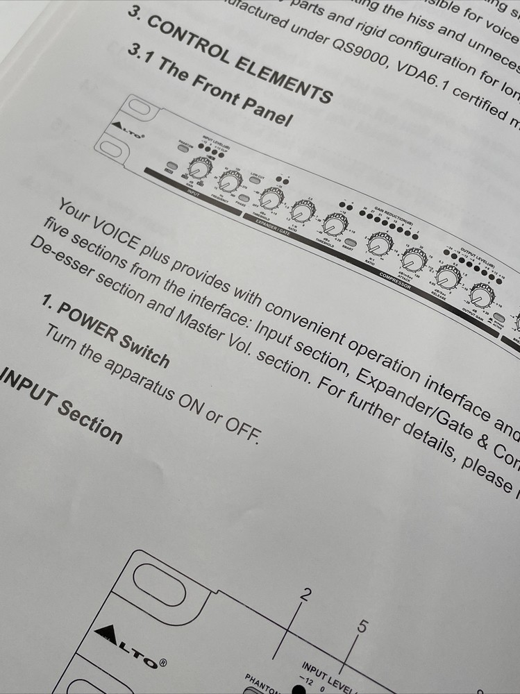 Alto VOICE Plus Mic Preamplifier Voice Processor Owners Manual Book User Guide