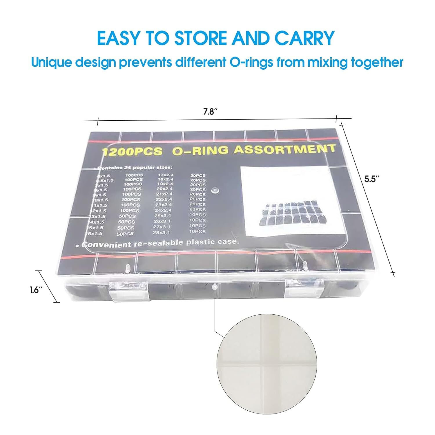 1200 Rubber O Ring Assortment Kits 24 Sizes Sealing Gasket Automotive Repair