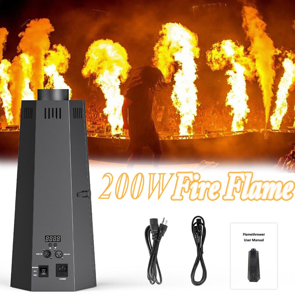 200W Fire Thrower Stage Flame Effect Machine DMX512 Flame Projector Show DJ Bar