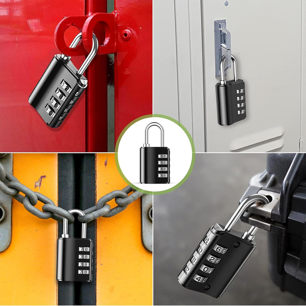 Combination Lock, 4 Digit Combination Padlock with Keys, Resettable Waterproof G