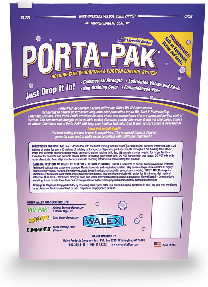 Porta-Pak Black Holding Tank Deodorizer & Portion Control System Drop-Ins - Rapi