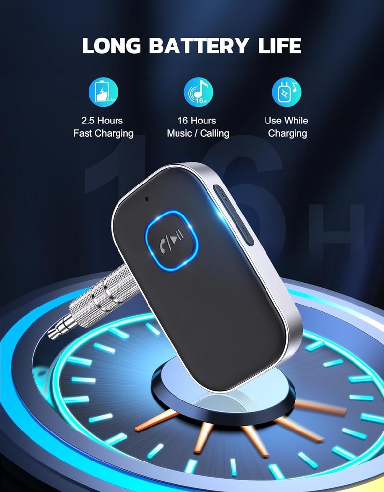 Portable Bluetooth Car Adapter - Dual Connection, Long Battery, Noise-Cancelling