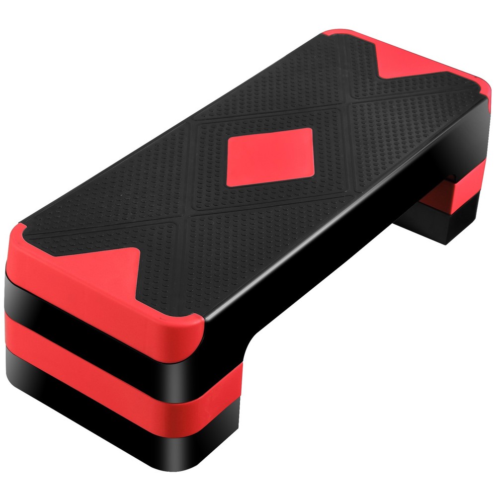26.5" Aerobic Step Platform Adjustable Exercise Workout Stepper w/4 Risers Red
